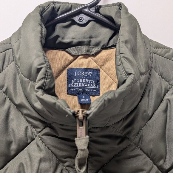 J. Crew Factory Men's Walker Quilted Vest in Dark Moss (Forest Green) - Picture 9 of 16